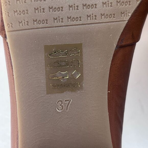Miz Mooz New York Jude Pointed Toe Leather Flat Brandy Women's EU 37/6.5 NWB - Picture 9 of 10